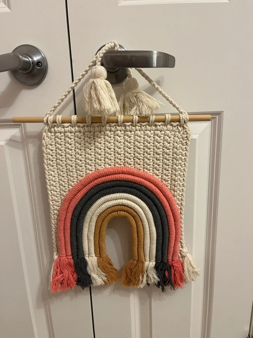 Cloud Island Woven Boho Rainbow Macrame Tapestry Wall Hanging Decor